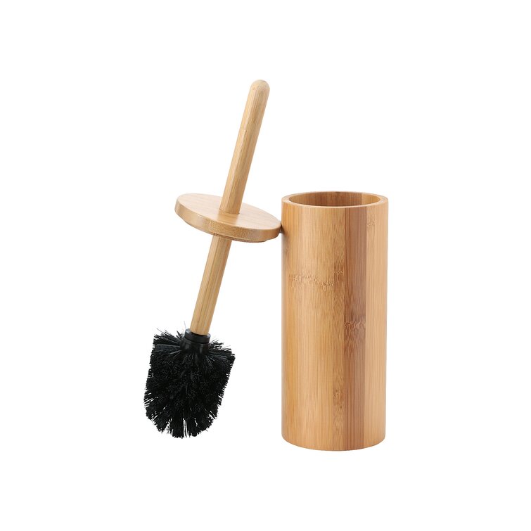 Bamboo toilet deals brush set